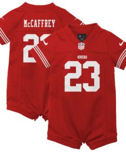 Newborn & Infant San Francisco 49ers Christian McCaffrey Scarlet Game Romper Jersey JS8277 nicesnker
