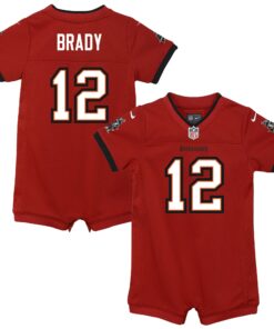Newborn & Infant Tampa Bay Buccaneers Tom Brady Red Game Romper Jersey JS7085 nicesnker