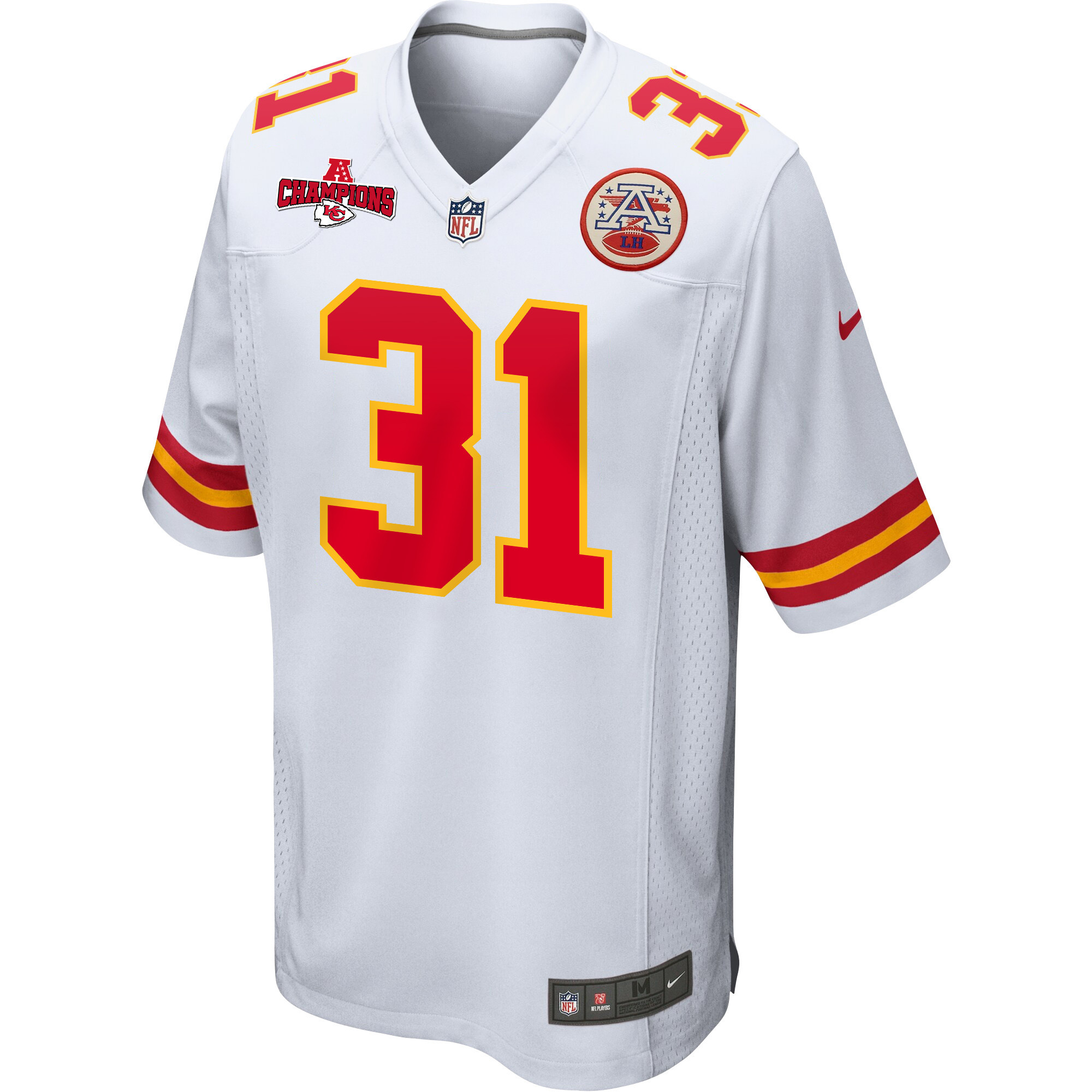 Nic Jones 31 Kansas City Chiefs AFC Champions Patch Game Men Jersey - White JS4555 nicesnker - Image 2