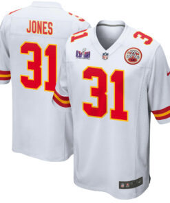 Nic Jones 31 Kansas City Chiefs Super Bowl LVIII Patch Game Men Jersey - White JS4773 nicesnker