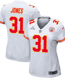 Nic Jones 31 Kansas City Chiefs Super Bowl LVIII Patch Game Women Jersey - White JS5339 nicesnker