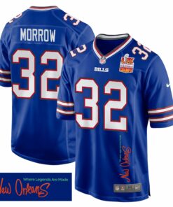 Nicholas Morrow 32 Buffalo Bills Super Bowl LIX Champions Patch 'New Orleans - Where Legends Are Made' EMBROIDERED Game Men Jersey - Royal JS7506 nicesnker