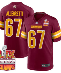 Nick Allegretti 67 Washington Commanders Super Bowl LIX Champions Patch Game Men Jersey - Burgundy JS3909 nicesnker