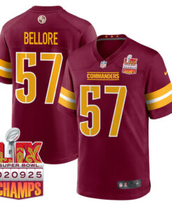 Nick Bellore 57 Washington Commanders Super Bowl LIX Champions Patch Game Men Jersey - Burgundy JS3306 nicesnker