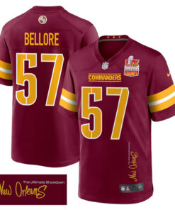 Nick Bellore 57 Washington Commanders Super Bowl LIX Champions Patch 'New Orleans - The Ultimate Showdown' EMBROIDERED Game Men Jersey - Burgundy JS9358 nicesnker