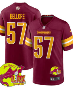 Nick Bellore 57 Washington Commanders Super Bowl LIX New Orleans Patch Game Men Jersey - Burgundy JS2754 nicesnker