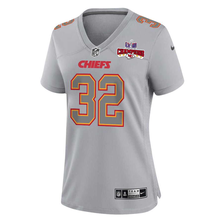 Nick Bolton 32 Kansas City Chiefs Super Bowl LVIII Champions 4 Stars Patch Atmosphere Fashion Game Women Jersey - Gray JS7129 nicesnker - Image 2