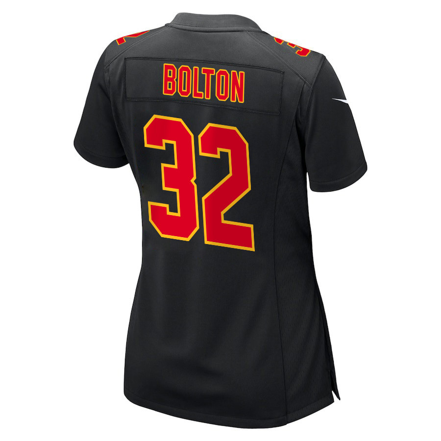 Nick Bolton 32 Kansas City Chiefs Super Bowl LVIII Champions 4 Stars Patch Fashion Game Women Jersey - Carbon Black JS6376 nicesnker - Image 3