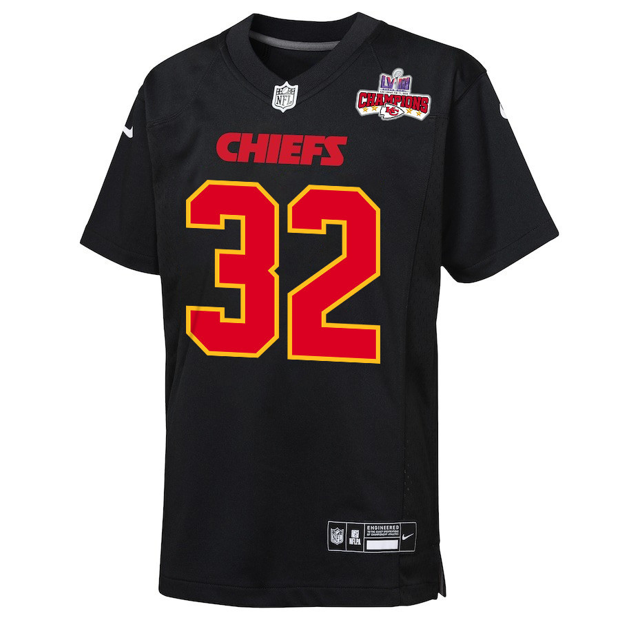 Nick Bolton 32 Kansas City Chiefs Super Bowl LVIII Champions 4 Stars Patch Fashion Game YOUTH Jersey - Carbon Black JS6864 nicesnker - Image 2