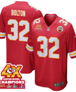 Nick Bolton 32 Kansas City Chiefs Super Bowl LVIII Champions 4X Game Men Jersey - Red JS4259 nicesnker