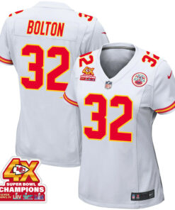 Nick Bolton 32 Kansas City Chiefs Super Bowl LVIII Champions 4X Game Women Jersey - White JS3772 nicesnker