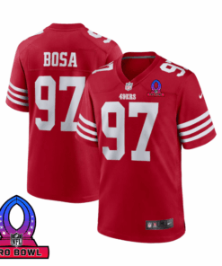 Nick Bosa 97 San Francisco 49ers 2025 Pro Bowl Patch Game Men Jersey - Scarlet JS1295 nicesnker