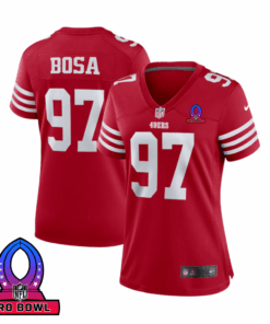 Nick Bosa 97 San Francisco 49ers 2025 Pro Bowl Patch Women Game Jersey - Scarlet JS5254 nicesnker