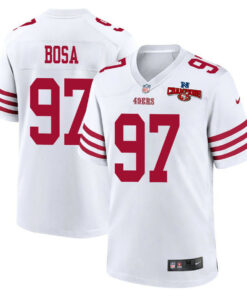 Nick Bosa 97 San Francisco 49ers NFC Champions Patch Game Men Jersey - White JS5394 nicesnker