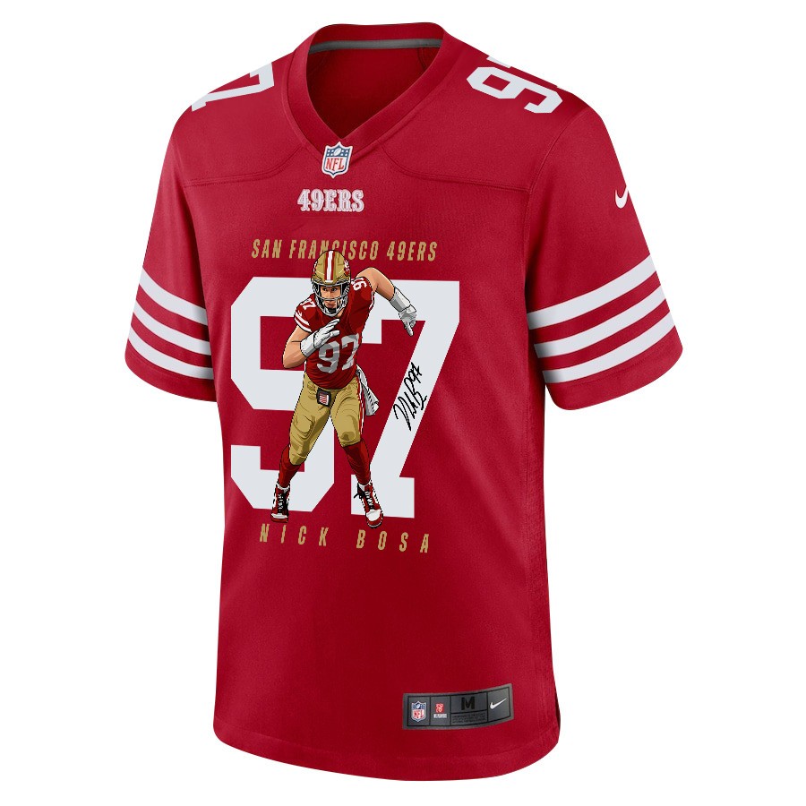 Nick Bosa 97 San Francisco 49ers Run Bosa Run Game Men Jersey - Scarlet JS1284 nicesnker - Image 2
