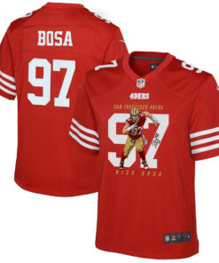Nick Bosa 97 San Francisco 49ers Run Bosa Run Game YOUTH Jersey - Scarlet JS9499 nicesnker