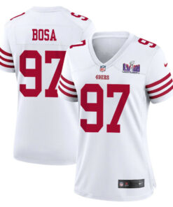 Nick Bosa 97 San Francisco 49ers Super Bowl LVIII Patch Game Women Jersey - White JS7234 nicesnker