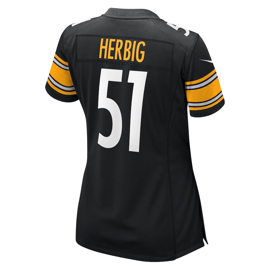 Nick Herbig 51 Pittsburgh Steelers Women's Game Jersey - Black JS3354 nicesnker - Image 3