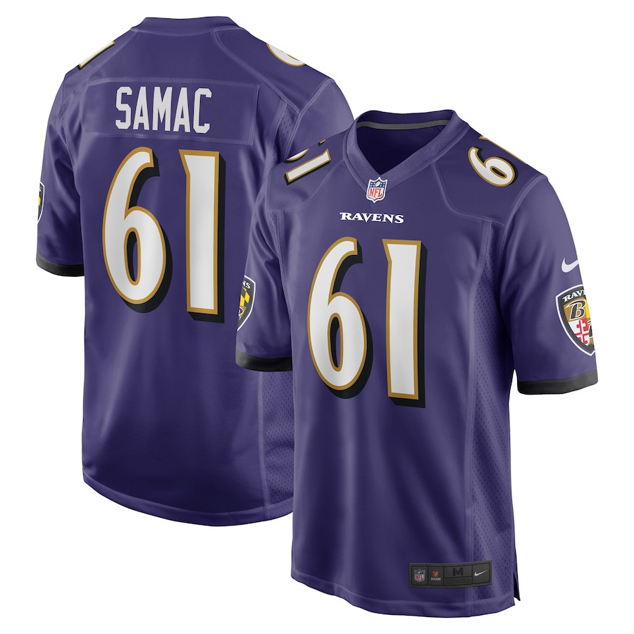 Nick Samac 61 Baltimore Ravens Team Game Men Jersey - Purple JS6051 nicesnker
