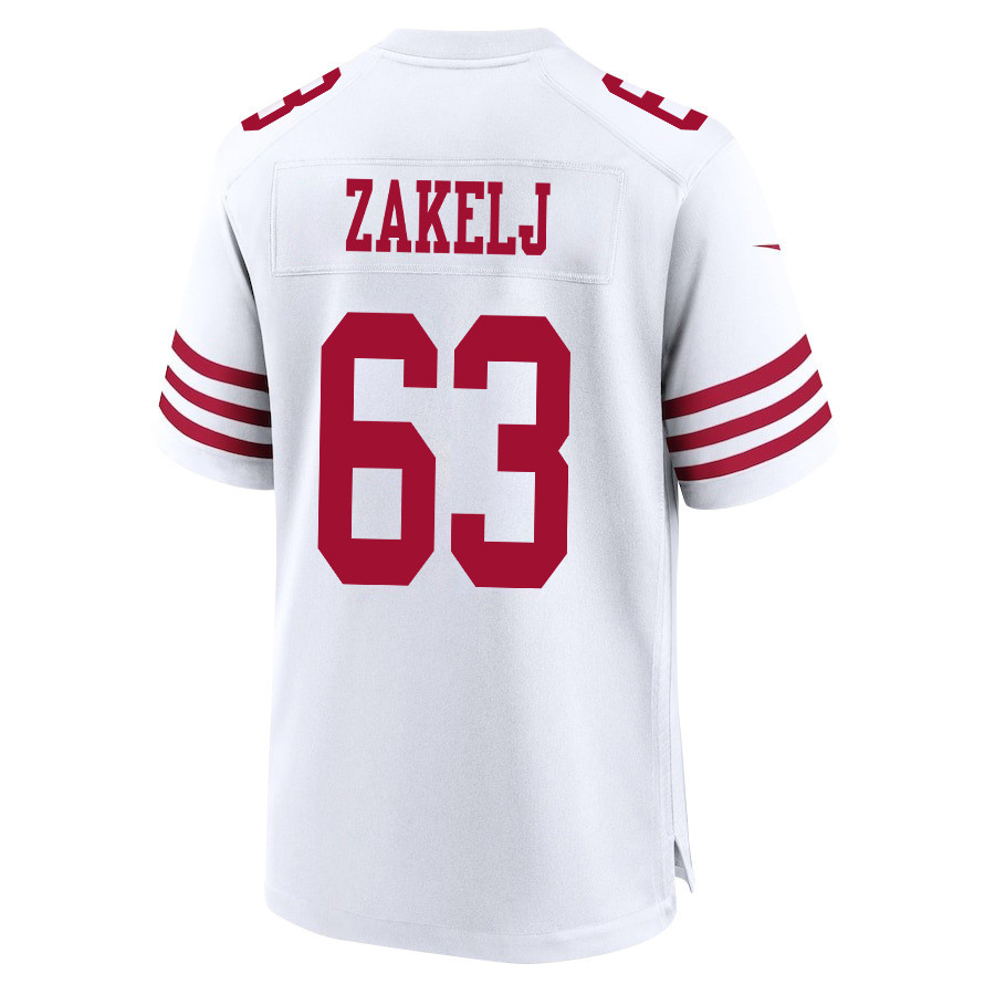 Nick Zakelj 63 San Francisco 49ers Super Bowl LVIII Patch Game Men Jersey - White JS9274 nicesnker - Image 3