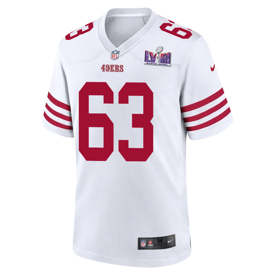 Nick Zakelj 63 San Francisco 49ers Super Bowl LVIII Patch Game Men Jersey - White JS9274 nicesnker - Image 2