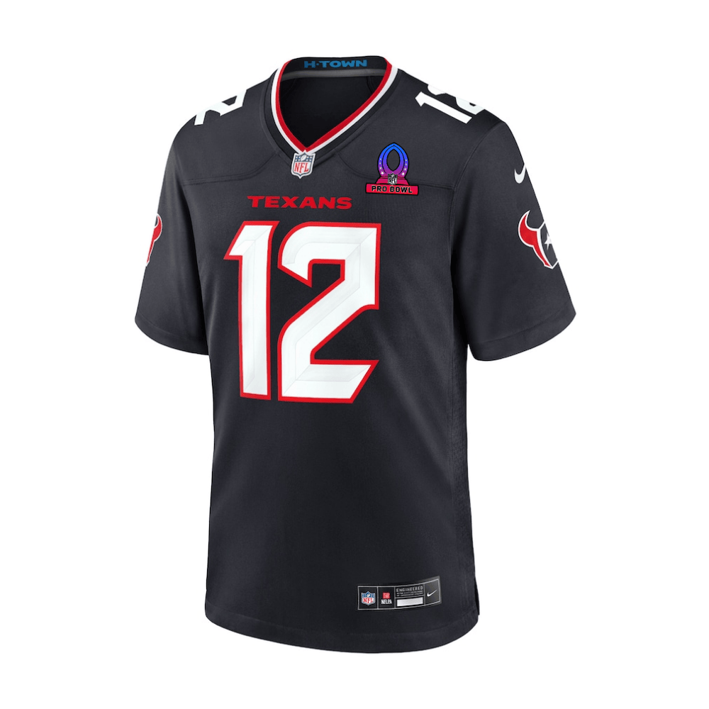 Nico Collins 12 Houston Texans 2025 Pro Bowl Patch Game Men Jersey - Navy JS3857 nicesnker - Image 2