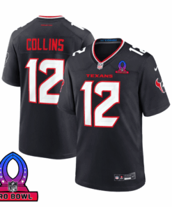 Nico Collins 12 Houston Texans 2025 Pro Bowl Patch Game Men Jersey - Navy JS3857 nicesnker