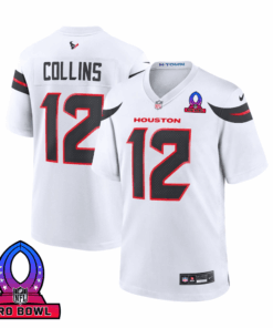 Nico Collins 12 Houston Texans 2025 Pro Bowl Patch Game Men Jersey - White JS3499 nicesnker