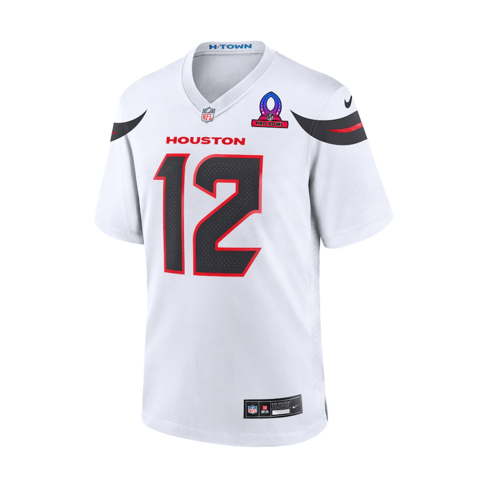 Nico Collins 12 Houston Texans 2025 Pro Bowl Patch Game Men Jersey - White JS3499 nicesnker - Image 2