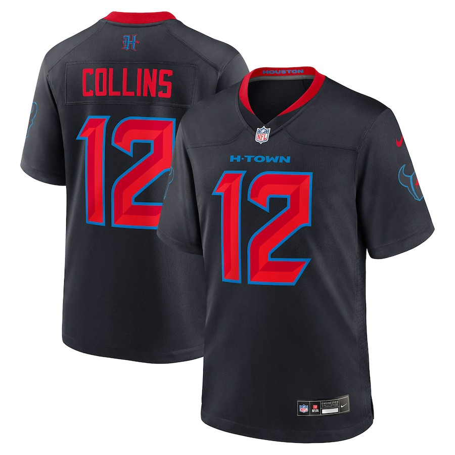 Nico Collins 12 Houston Texans 2nd Alternate Game Men Jersey - Navy JS7179 nicesnker