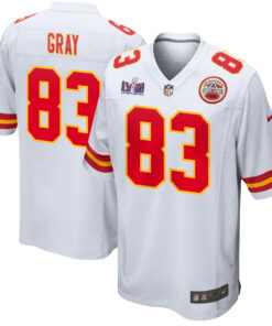 Noah Gray 83 Kansas City Chiefs Super Bowl LVIII Patch Game Men Jersey - White JS7488 nicesnker