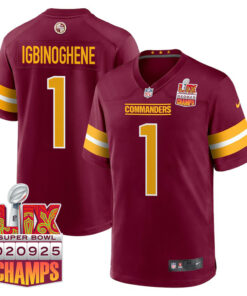 Noah Igbinoghene 1 Washington Commanders Super Bowl LIX Champions Patch Game Men Jersey - Burgundy JS6008 nicesnker