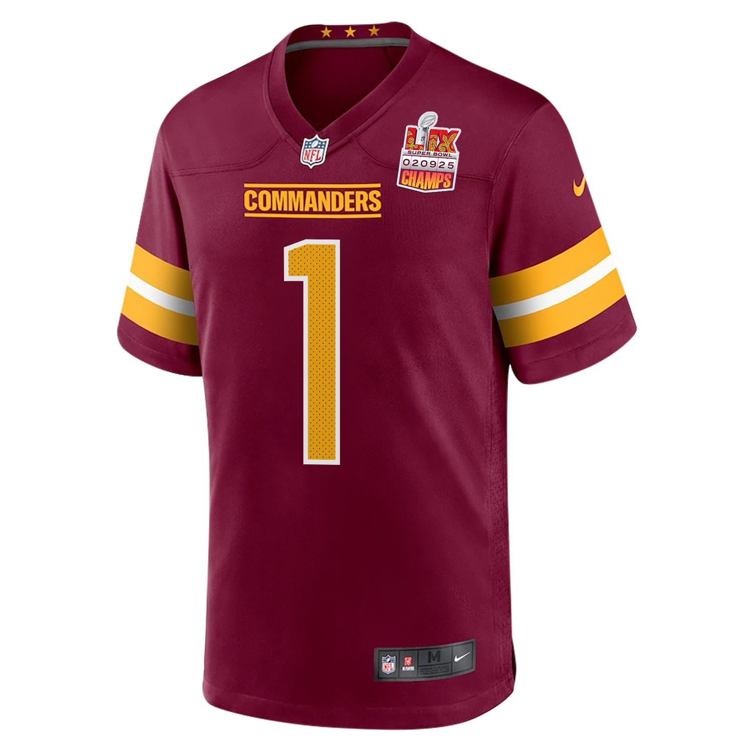 Noah Igbinoghene 1 Washington Commanders Super Bowl LIX Champions Patch Game Men Jersey - Burgundy JS6008 nicesnker - Image 3