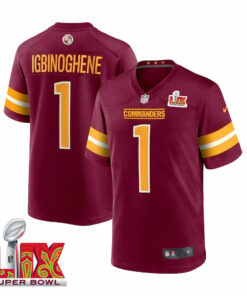 Noah Igbinoghene #1 Washington Commanders Super Bowl LIX Jersey - Men's - Burgundy JS5299 nicesnker