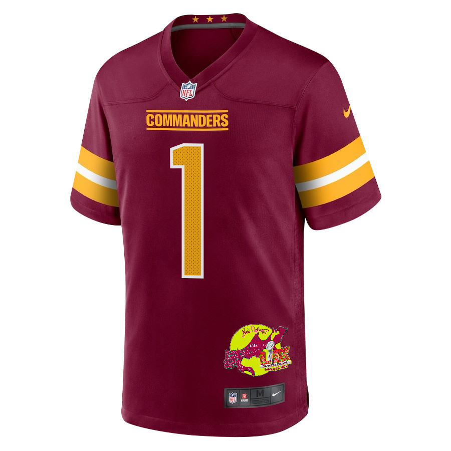 Noah Igbinoghene 1 Washington Commanders Super Bowl LIX New Orleans Patch Game Men Jersey - Burgundy JS3045 nicesnker - Image 3