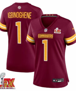Noah Igbinoghene #1 Washington Commanders Super Bowl LIX Women's Jersey - Burgundy JS5273 nicesnker