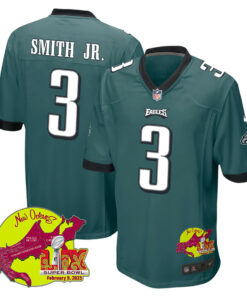 Nolan Smith Jr. 3 Philadelphia Eagles Super Bowl LIX New Orleans Patch Game Men Jersey - Midnight Green JS5881 nicesnker