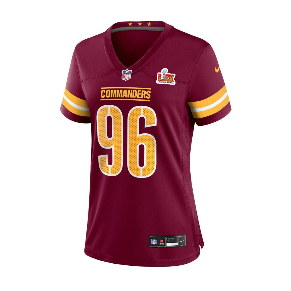 Norell Pollard #96 Washington Commanders Super Bowl LIX Women's Jersey - Burgundy JS5244 nicesnker - Image 2