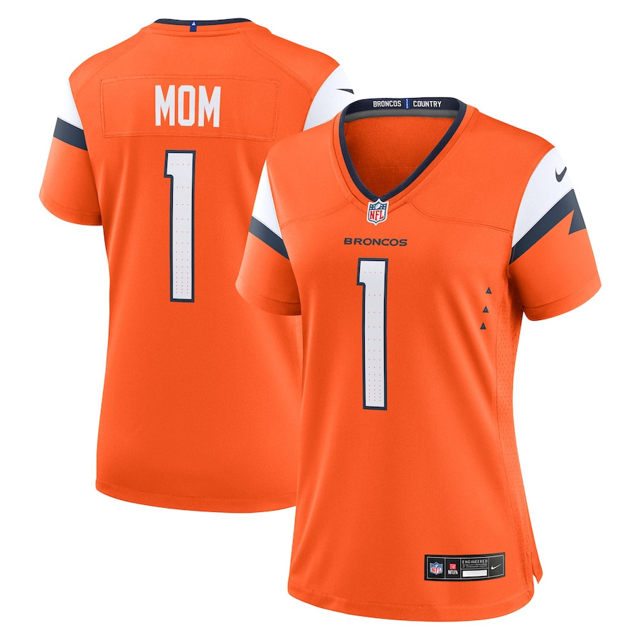 Number 1 Mom Denver Broncos Women's Game Jersey - Orange JS7602 nicesnker