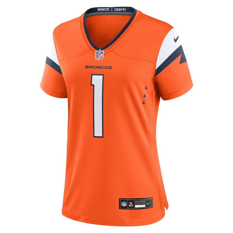 Number 1 Mom Denver Broncos Women's Game Jersey - Orange JS7602 nicesnker - Image 2
