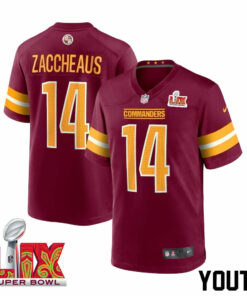 Olamide Zaccheaus #14 Washington Commanders Super Bowl LIX Youth Jersey - Burgundy JS1796 nicesnker