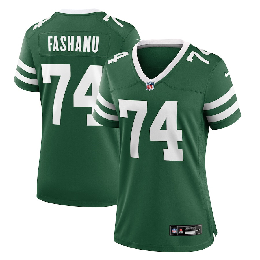 Olu Fashanu 74 New York Jets Women's Team Game Jersey - Legacy Green JS4696 nicesnker
