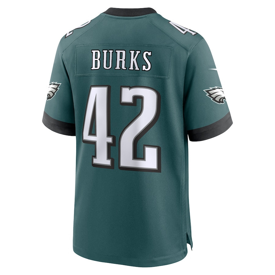Oren Burks #42 Philadelphia Eagles Super Bowl LIX YOUTH Jersey - Midnight Green JS1497 nicesnker - Image 3