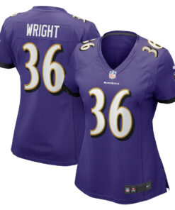 Owen Wright 36 Baltimore Ravens Women's Game Jersey - Purple JS5825 nicesnker