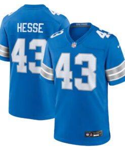 Parker Hesse 43 Detroit Lions Team Game Men Jersey - Blue JS6370 nicesnker