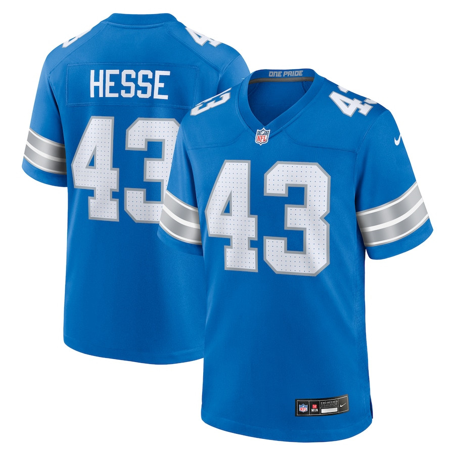 Parker Hesse 43 Detroit Lions Team Game Men Jersey - Blue JS6370 nicesnker