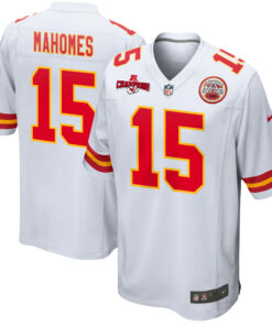 Patrick Mahomes 15 Kansas City Chiefs AFC Champions Patch Game Men Jersey - White JS6413 nicesnker