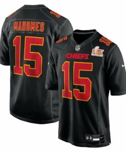 Patrick Mahomes 15 Kansas City Chiefs Super Bowl LIX Fashion Game Jersey - Carbon Black JS6072 nicesnker