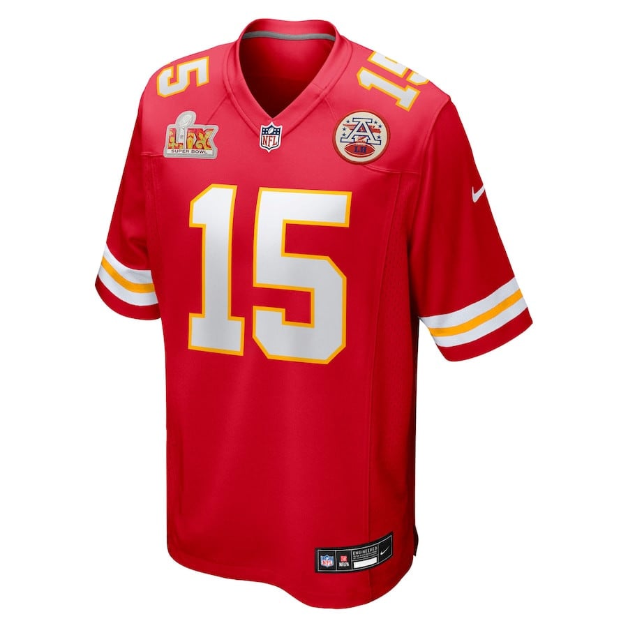 Patrick Mahomes 15 Kansas City Chiefs Super Bowl LIX Game Jersey - Red JS7731 nicesnker - Image 2
