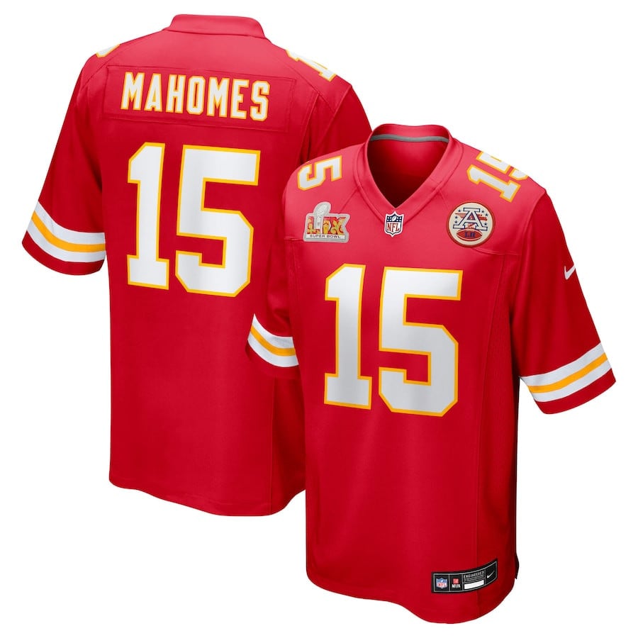 Patrick Mahomes 15 Kansas City Chiefs Super Bowl LIX Game Jersey - Red JS7731 nicesnker